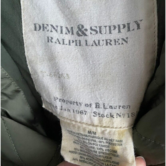 Ralph Lauren Denim & Supply Jacket Medium Green Military Down Sherpa Lined Hood - Picture 10 of 16